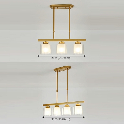3-Light Hanging Lamp Kit Minimalism Style Cylinder Shape Glass Down Lighting Pendant