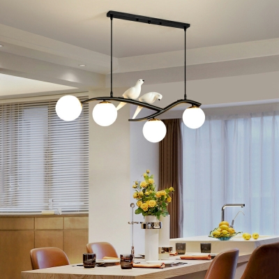 4-Light Down Lighting Minimalism Style Globe Shape Glass Hanging Pendant Lights