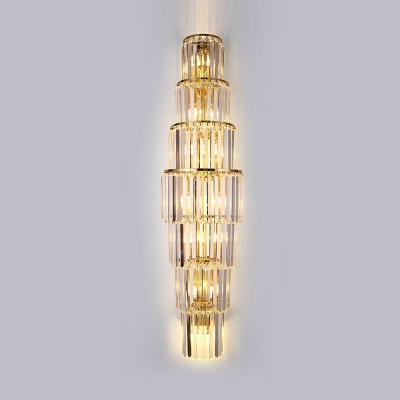 Clear K9 Crystal Wall Sconce Lighting E14 Stainless-Steel Wall Mount Light Fixture