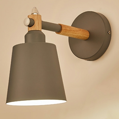 Contemporary Sconce Light Single Head Barrel Shape Metal Wall Mounted Lighting