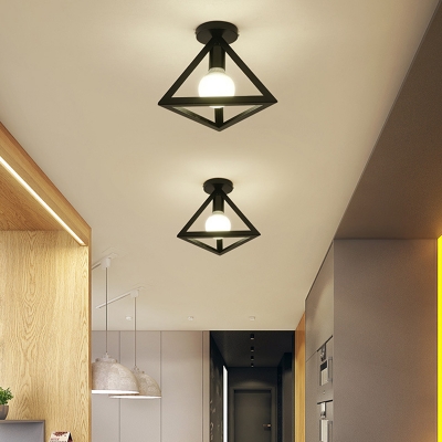 1-Light Flush Light Fixtures Contemporary Style Geometric Shape Metal Ceiling Mounted Lights