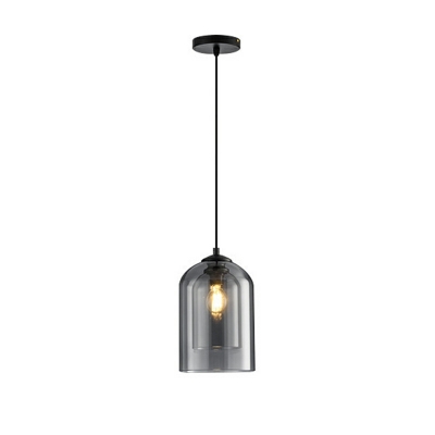 1-Light Hanging Lamp Kit Minimalism Style Cylinder Shape Metal Pendant Ceiling Lights