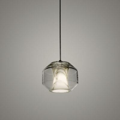 1-Light Suspension Lamp Minimalism Style Geometric Shape Glass Ceiling Pendant Light