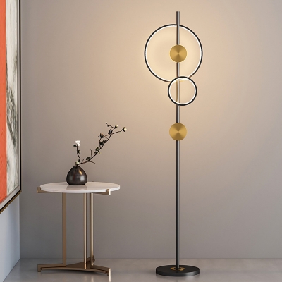 2-Light Standing Light Contemporary Style Ring Shape Metal Floor Lamps