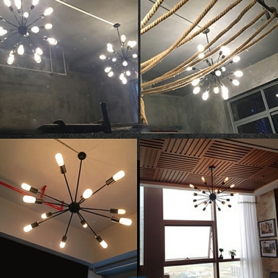 Farmhouse Sputnik Chandelier Light Fixtures Metal Ceiling Chandelier