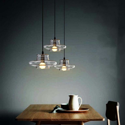 Post-Modern Funnel Hanging Light Fixtures Clear Glass Suspension Pendant