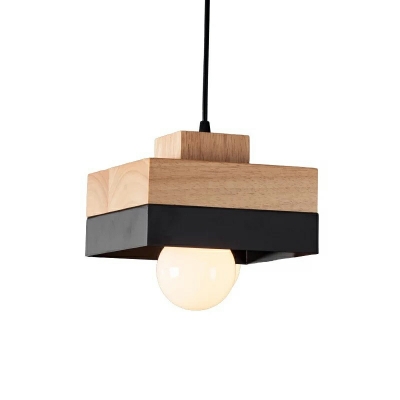 1-Light Hanging Lamp Kit Minimalism Style Square Shape Metal Down Lighting Pendant