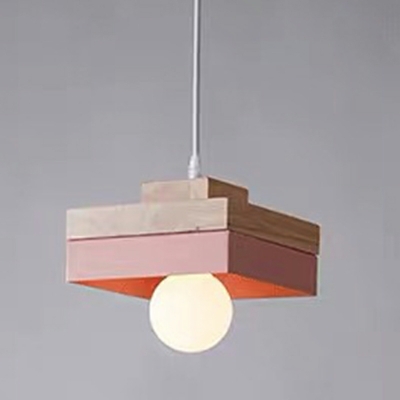 1-Light Hanging Lamp Kit Minimalism Style Square Shape Metal Down Lighting Pendant