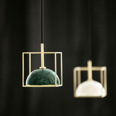 1-Light Hanging Lamp Kit Minimalism Style Square Shape Metal Suspension Pendant