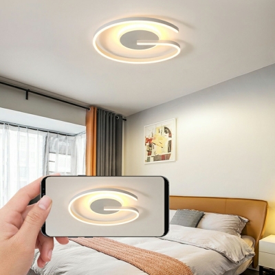 2-Light Flush Light Fixtures Minimalism Style Ring Shape Metal Ceiling Mounted Lights