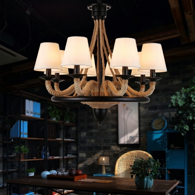 8-Light Hanging Lamp Kit Farmhouse Style Rope Shape Metal Pendant Ceiling Lights