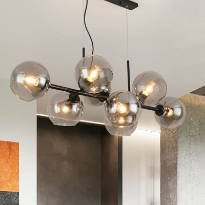 8-Light Hanging Lamp Kit Minimalism Style Ball Shape Glass Suspension Pendant