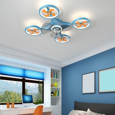 Blue Modern Ceiling Fans Creative Ceiling Lights for Kid's Room