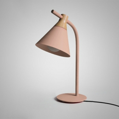Cone Shape Nightstand Lamp Single Head E27 Metal Night Table Lamp