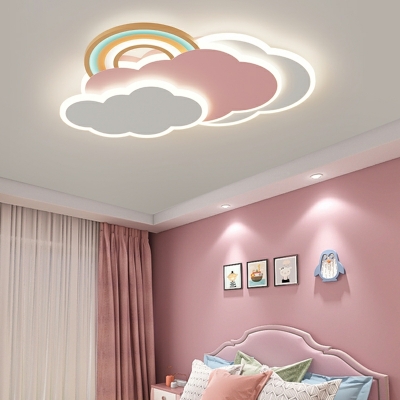 Contemporary Cloud Flush Mount Light Fixtures Acrylic and Metal Led Flush Light