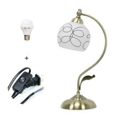 Designer Dome Reading Book Light Metal and Glass Small Desk Lamp Table Lamp