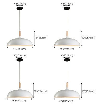 Dome Pendant Light Modern Style Metal Suspended Lighting Fixture for Living Room