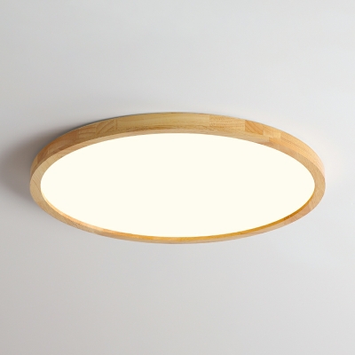 Nordic Disk Flush Mount Light Fixtures Wood and Acrylic Led Flush Ceiling Lights