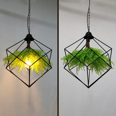 One Head Hanging Pendant Light Metal Vintage Pendant Light in Green