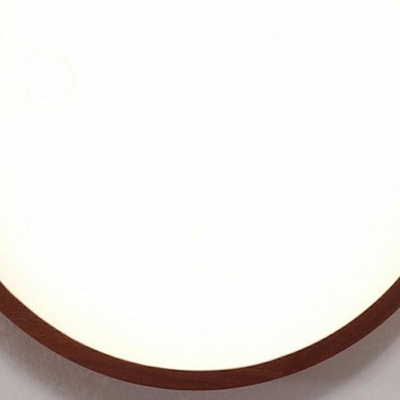 1-Light Flush Light Fixtures Minimalist  Style Round Shape Wood Ceiling Mounted Lights