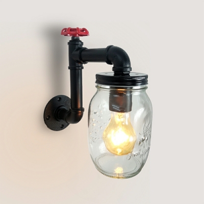 Black Industrial Wall Sconce Single Light with Bottle Shade Wall Light Fixture