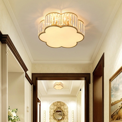 Crystal Flower Flush Mount Ceiling Chandelier Modern Ceiling Mounted Fixture for Living Room
