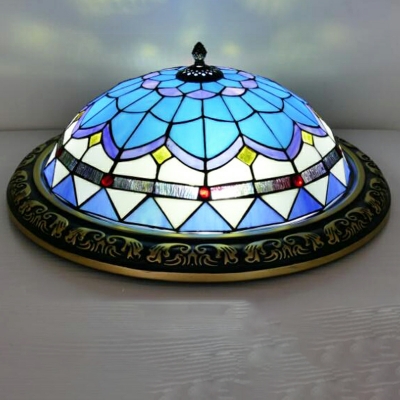 Traditional Bowl Flush Mount Ceiling Light Fixtures Glass Panes Flush Mount Lamp