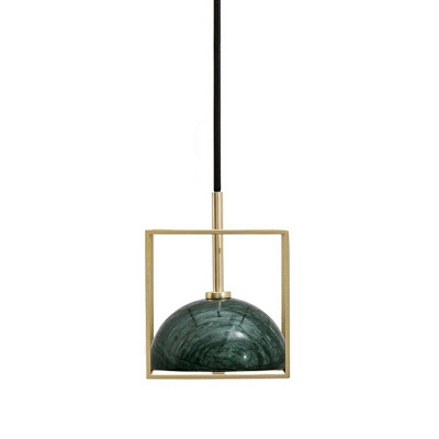 1-Light Hanging Lamp Kit Minimalism Style Square Shape Metal Suspension Pendant