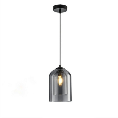 1-Light Suspension Lamp Minimalism Style Geometric Shape Glass Down Lighting Pendant