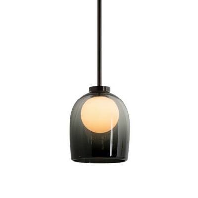 1-Light Suspension Lamp Minimalism Style Geometric Shape Glass Hanging Ceiling Light