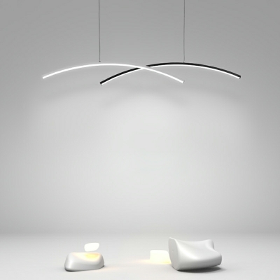 2-Light Hanging Lamp Kit Minimalism Style Arched Shape Metal Pendant Ceiling Lights