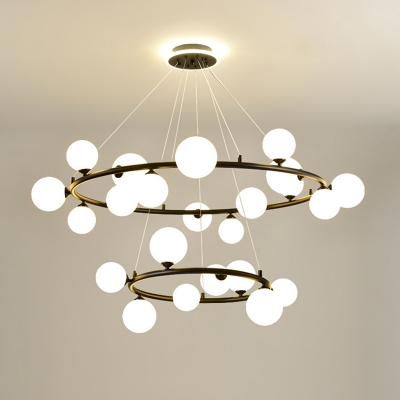 39.5 Inch Height Chandelier Lighting Fixtures with Glass Shade Hanging Lights