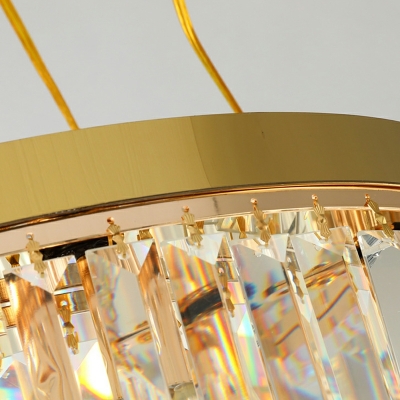 6-Light Flush Light Fixtures Modern Style Drum Shape Crystal Ceiling Mounted Lights