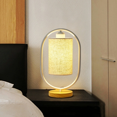 One Light Nightstand Lamp Metal with Fabric Shade Table Light