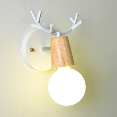 Single Bulb Wall Sconce Fixture Light Metal and Wood Lighting Sconce
