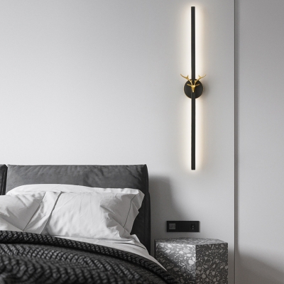 1-Light Sconce Lights Minimalist Style Linear Shape Metal Wall Mounted Lamps