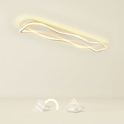 2-Light Flush Light Fixtures Modern Style Rectangle Shape Metal Ceiling Mounted Lights