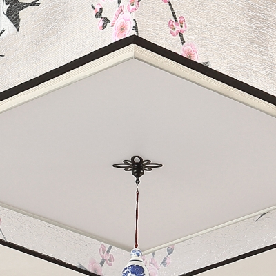 Black Flush Ceiling Light Fixture with Fabric Shade Flushmount Lighting