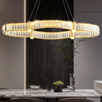 Island Lighting Modern Style Crystal Flush Mount Chandelier for Living Room