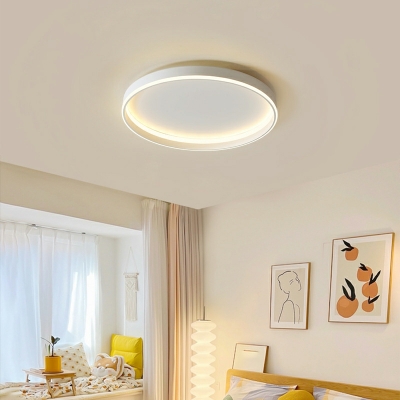 White Round Shape Flush Mount Lighting Metal wirh Acrylic Shade LED Flush Light