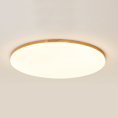 1-Light Flush Light Fixtures Minimalist Style Geometric Shape Wood Ceiling Mounted Lights