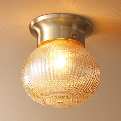 1-Light Flush Light Fixtures Modern Style Globe Shape Metal Ceiling Mounted Lights