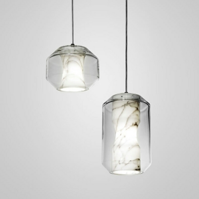 1-Light Suspension Lamp Minimalism Style Geometric Shape Glass Ceiling Pendant Light