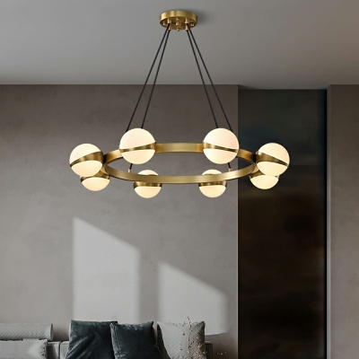 10-Light Flush Light Fixtures Contemporary Style Ring Shape Metal Ceiling Mounted Lights