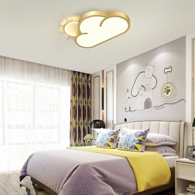 2-Light Flush Light Fixtures Kids Style Cloud Shape Metal Ceiling Mounted Lights