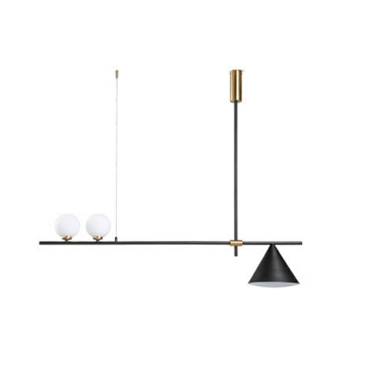 3-Light Hanging Lamp Kit Minimalism Style Cone Shape Glass Suspension Pendant