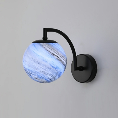 Ball Shape Wall Light Fixture 1-Light with Glass Shade Wall Mounted Light Fixture