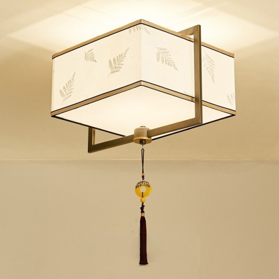 Bronze Flush Ceiling Light Fixture with Fabric Shade Flush Mount Ceiling Light