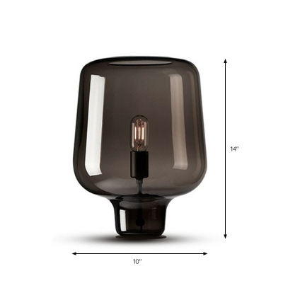 Coffee Glass Wineglass-Like Table Lamp Minimalist 1 Head Nightstand Light for Study Room