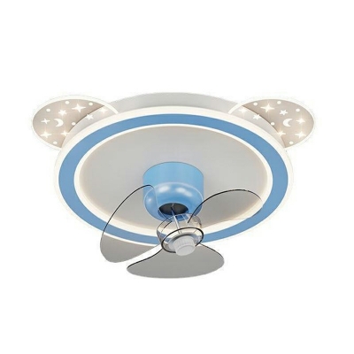 Contemporary Style Flush Mount Ceiling Fan LED with Acylic Shade Fan Lighting